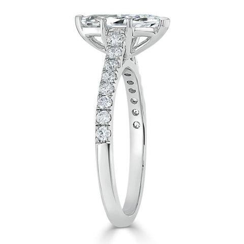 1.0 CT Marquise Cut Solitaire Pave Moissanite Engagement Ring 3