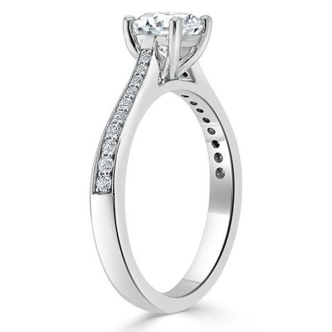 0.75 CT Round Cut Solitaire Moissanite Engagement Ring With Channel Setting 3