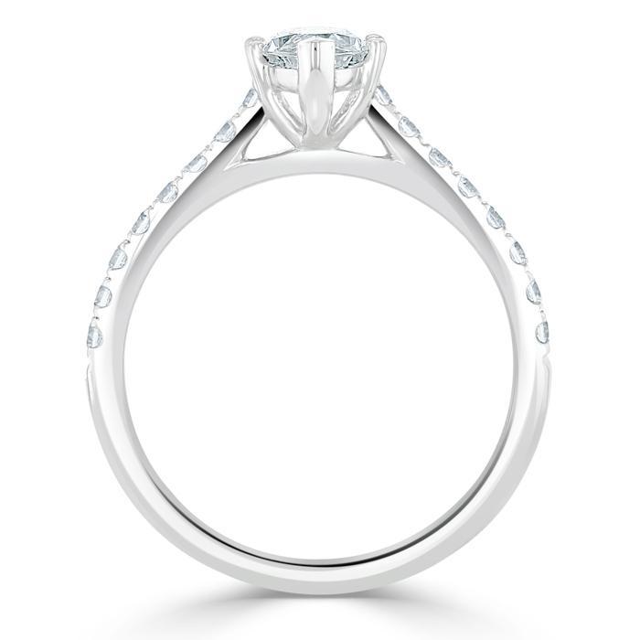 1.0 CT Marquise Cut Solitaire Pave Moissanite Engagement Ring 4