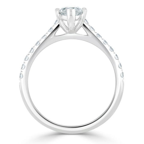 1.0 CT Marquise Cut Solitaire Pave Moissanite Engagement Ring 4