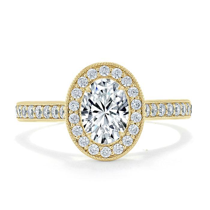 1.0 CT Oval Cut Halo Pave Moissanite Engagement Ring 5