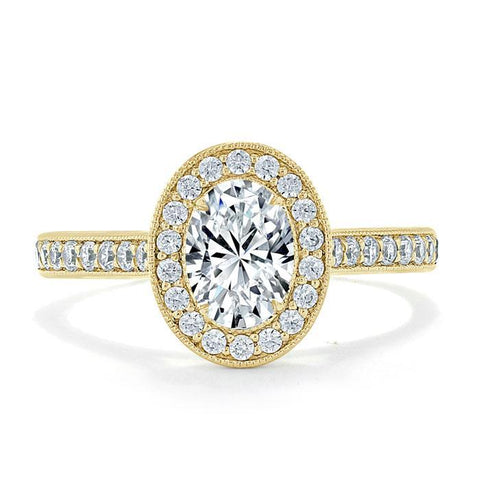 1.0 CT Oval Cut Halo Pave Moissanite Engagement Ring 5