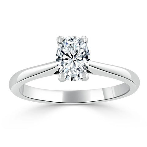 0.75 CT Oval Cut Solitaire Moissanite Engagement Ring 1