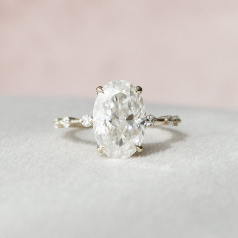 3.5 CT Oval Pave Moissanite Engagement Ring 9