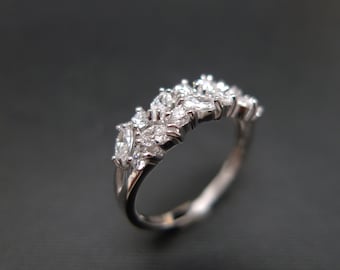 0.50 TCW Marquise Shaped Moissanite Eternity Wedding Band