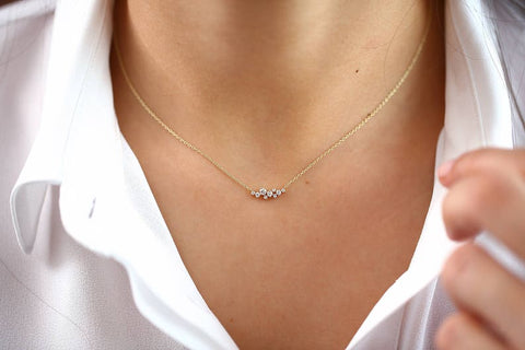 0.25 TCW Round Shaped Moissanite Cluster Style Necklace