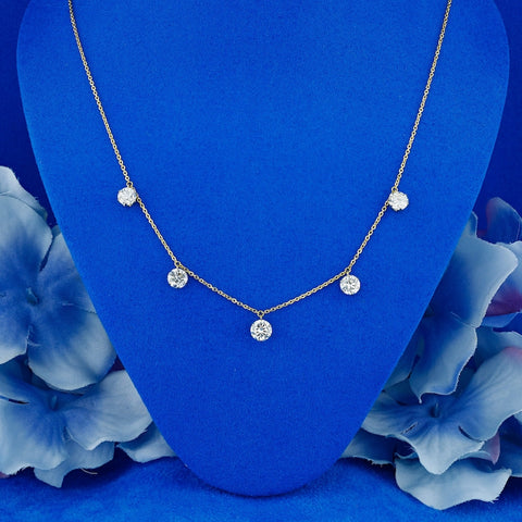 0.33 TCW Round Shaped Moissanite Drop Style Necklace