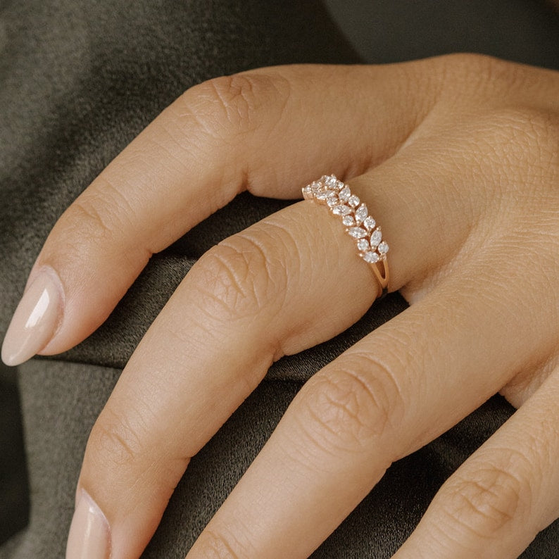 0.50 TCW Marquise Shaped Moissanite Eternity Wedding Band