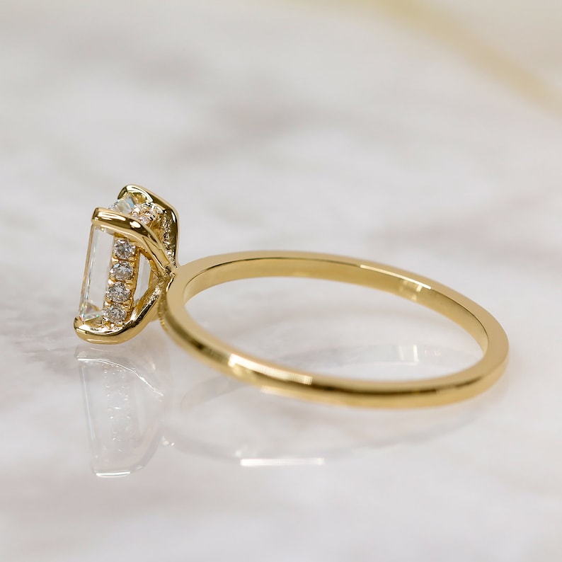 Emerald Hidden Halo Lab Grown Diamond Engagement Ring