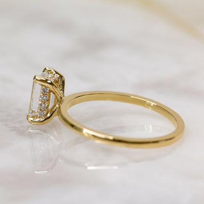 Emerald Hidden Halo Lab Grown Diamond Engagement Ring