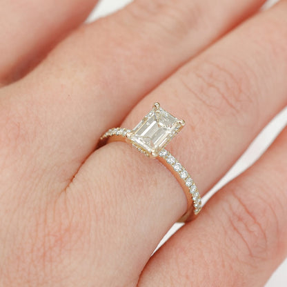 Emerald Pave Lab Grown Diamond Engagement Ring