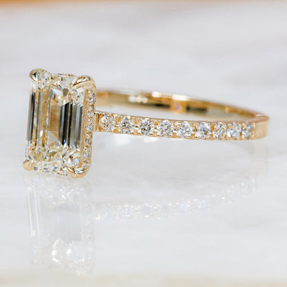 Emerald Pave Lab Grown Diamond Engagement Ring