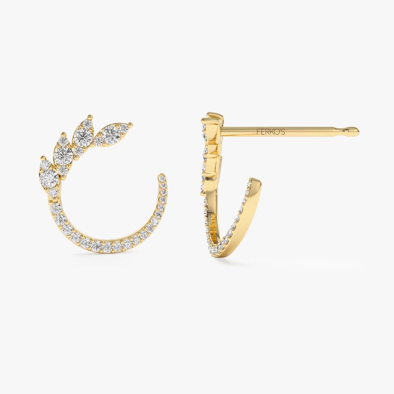 0.60 TCW Round Shaped Moissanite C Shape Earrings