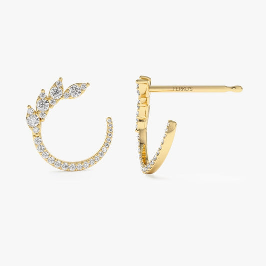 0.60 TCW Round Shaped Moissanite C Shape Earrings