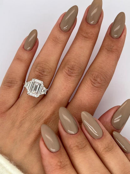 5.0 CT Emerald Three Stone CVD E/VS2 Diamond Engagement Ring 5