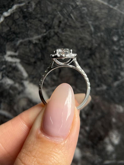 Round Halo & Pave Lab Grown Diamond Engagement Ring