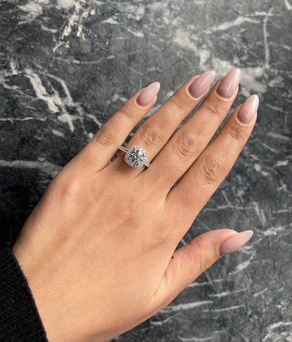 Round Halo & Pave Lab Grown Diamond Engagement Ring