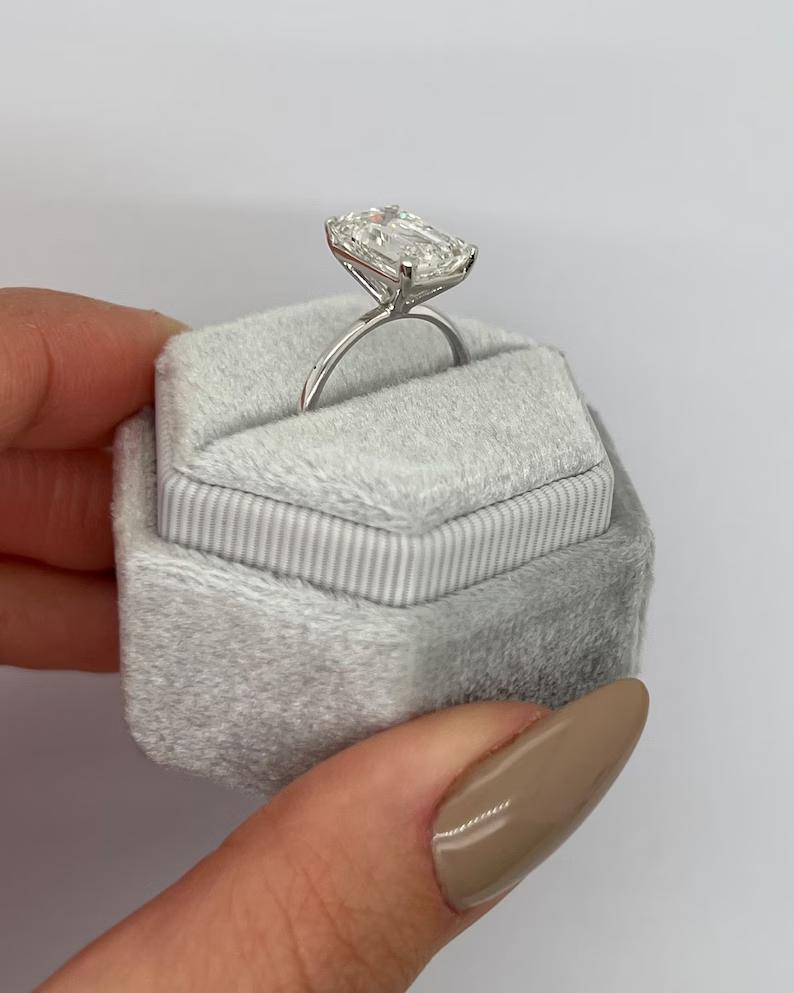 Emerald Solitaire Lab Grown Diamond Engagement Ring