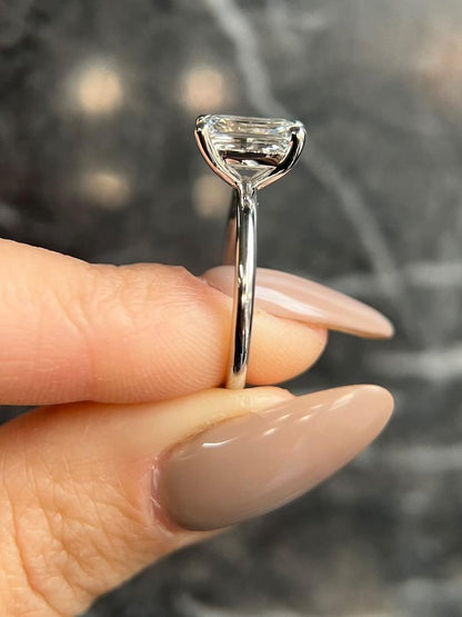 Emerald Solitaire Lab Grown Diamond Engagement Ring