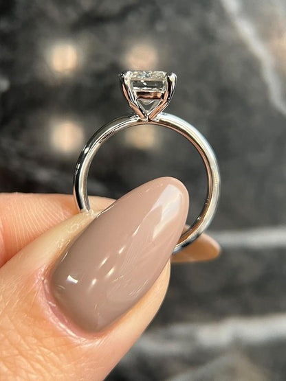 Emerald Solitaire Lab Grown Diamond Engagement Ring