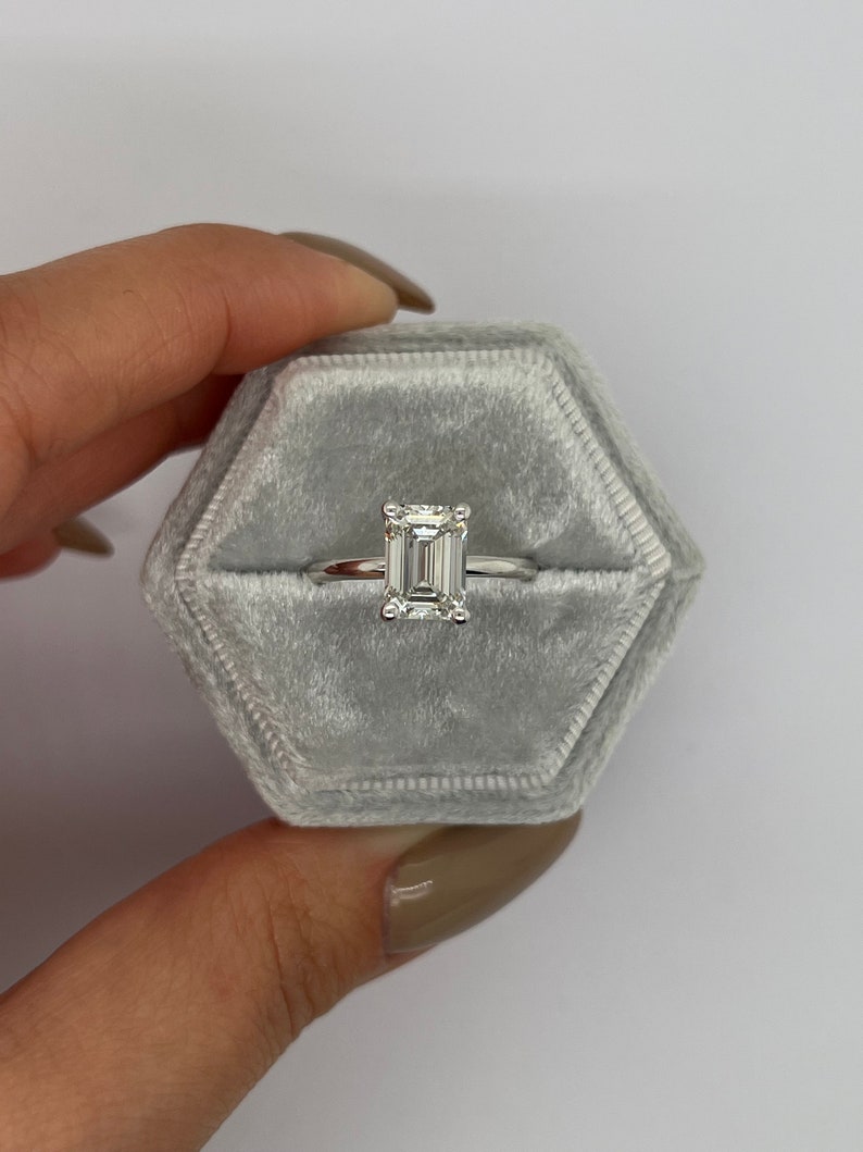 Emerald Solitaire Lab Grown Diamond Engagement Ring