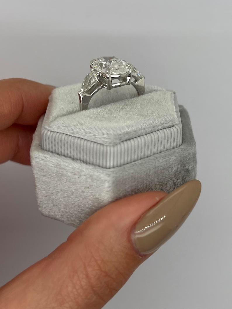 4.0 CT Oval Three Stones Lab Grown Diamond Engagement Ring