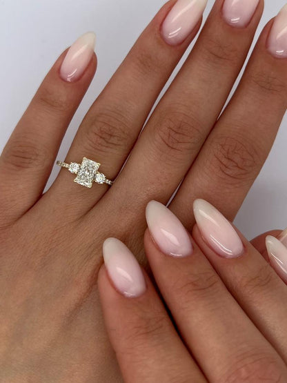 1.0 CT Radiant Three Stone Lab Grown Diamond Engagement Ring