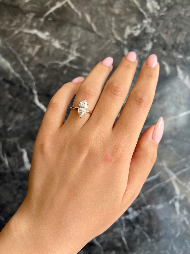 Marquise Solitaire Lab Grown Diamond Engagement Ring