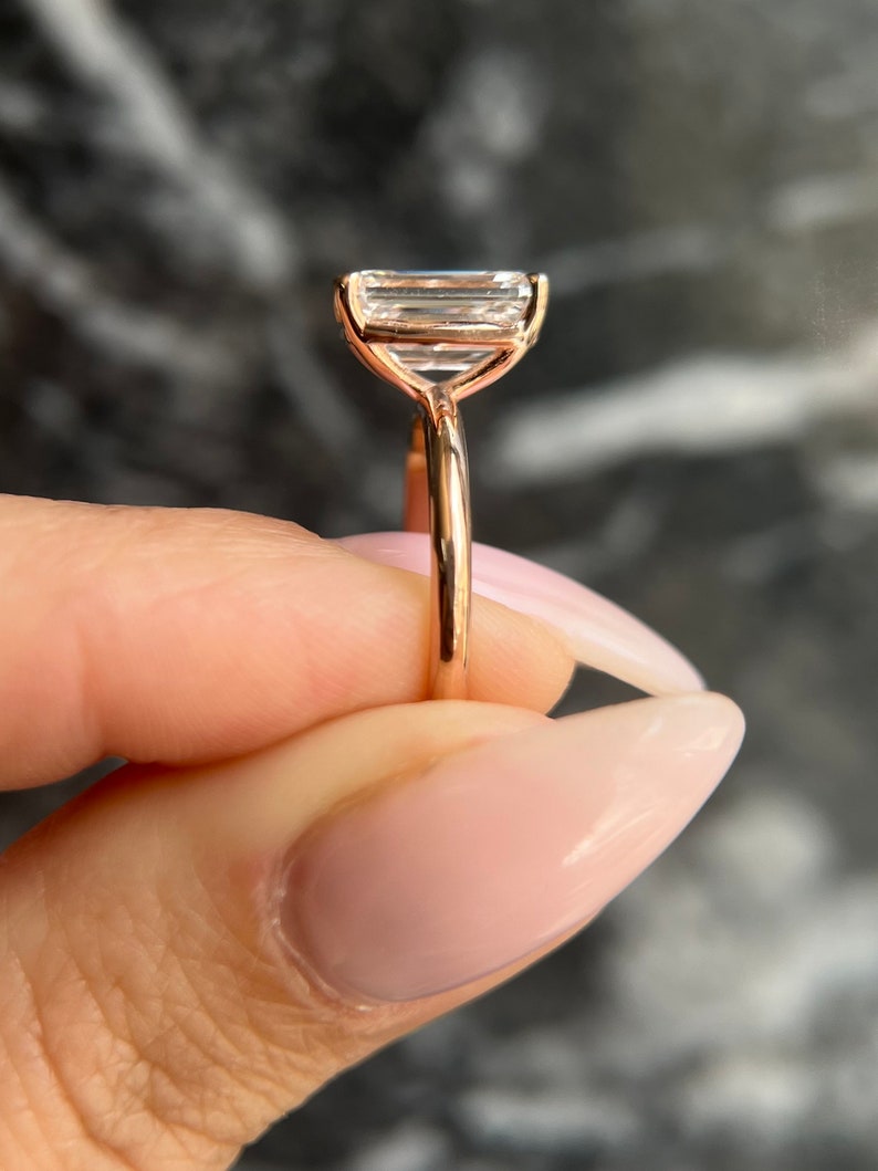 Emerald Solitaire Lab Grown Diamond Engagement Ring