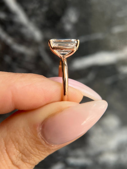 Emerald Solitaire Lab Grown Diamond Engagement Ring