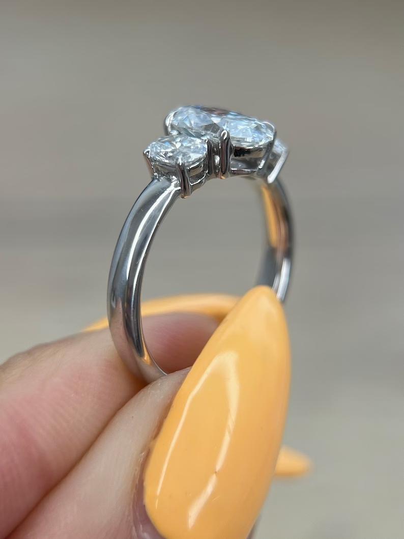 1.50 CT Oval Three Stones Lab Grown Diamond Engagement Ring
