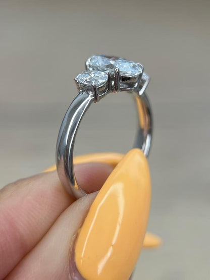 1.50 CT Oval Three Stones Lab Grown Diamond Engagement Ring