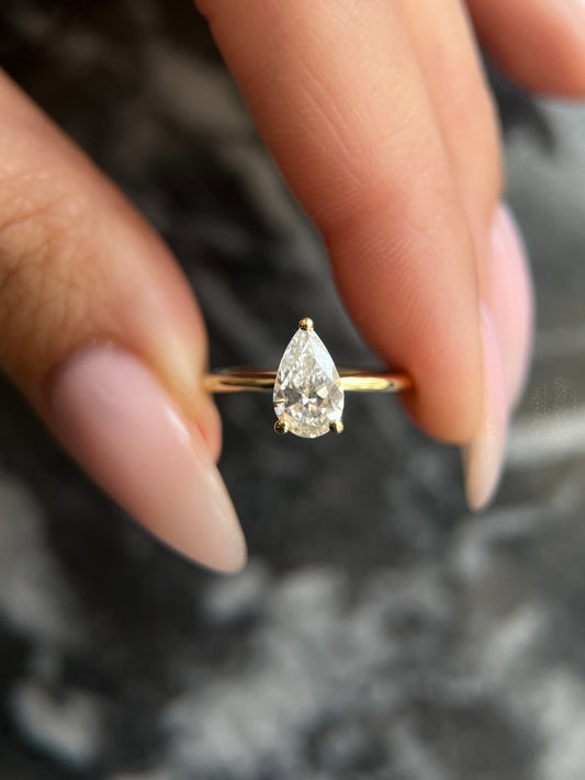 Pear Solitaire Lab Grown Diamond Engagement Ring