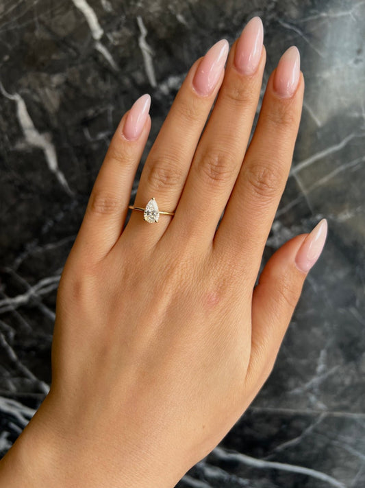 Pear Solitaire Lab Grown Diamond Engagement Ring