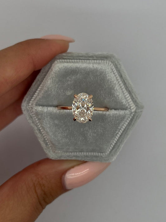 Oval Hidden Halo Lab Grown Diamond Engagement Ring