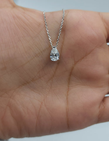 0.72 CT Pear Shaped Moissanite Solitaire Style Necklace