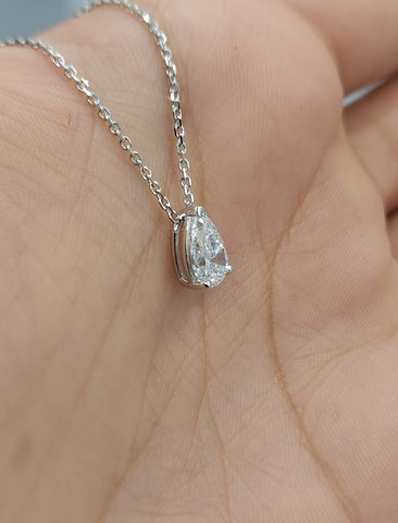 0.72 CT Pear Shaped Moissanite Solitaire Style Necklace