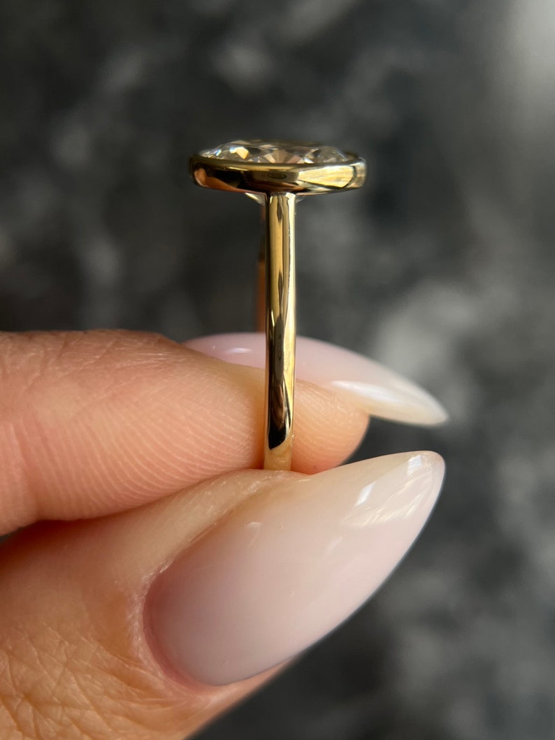 Oval Bezel Solitaire Lab Grown Diamond Engagement Ring