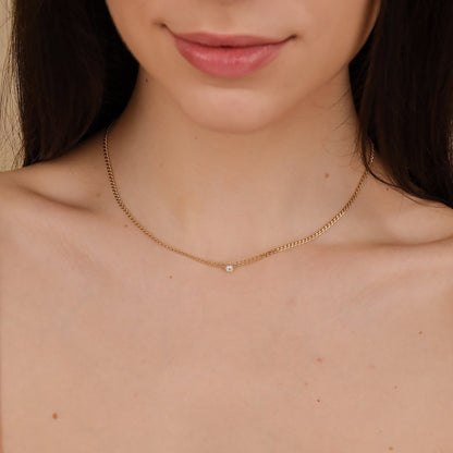 0.12 CT Round Shaped Moissanite Solitaire Style Necklace