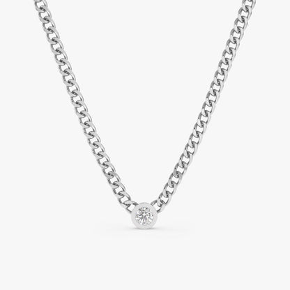 0.12 CT Round Shaped Moissanite Solitaire Style Necklace