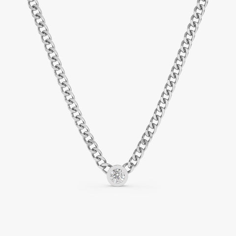 0.12 CT Round Shaped Moissanite Solitaire Style Necklace