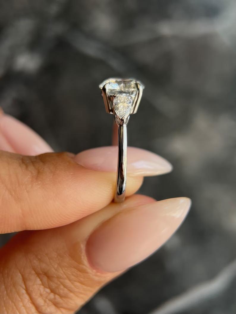 2.0 CT Round Three Stones Lab Grown Diamond Engagement Ring