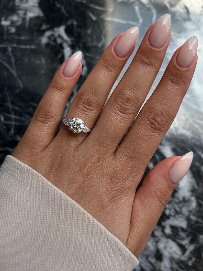 2.0 CT Round Three Stones Lab Grown Diamond Engagement Ring