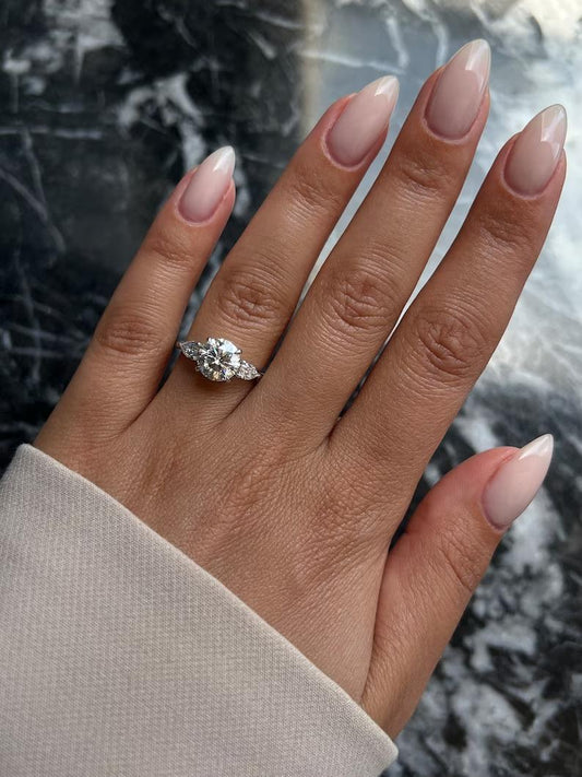 2.0 CT Round Three Stones Lab Grown Diamond Engagement Ring