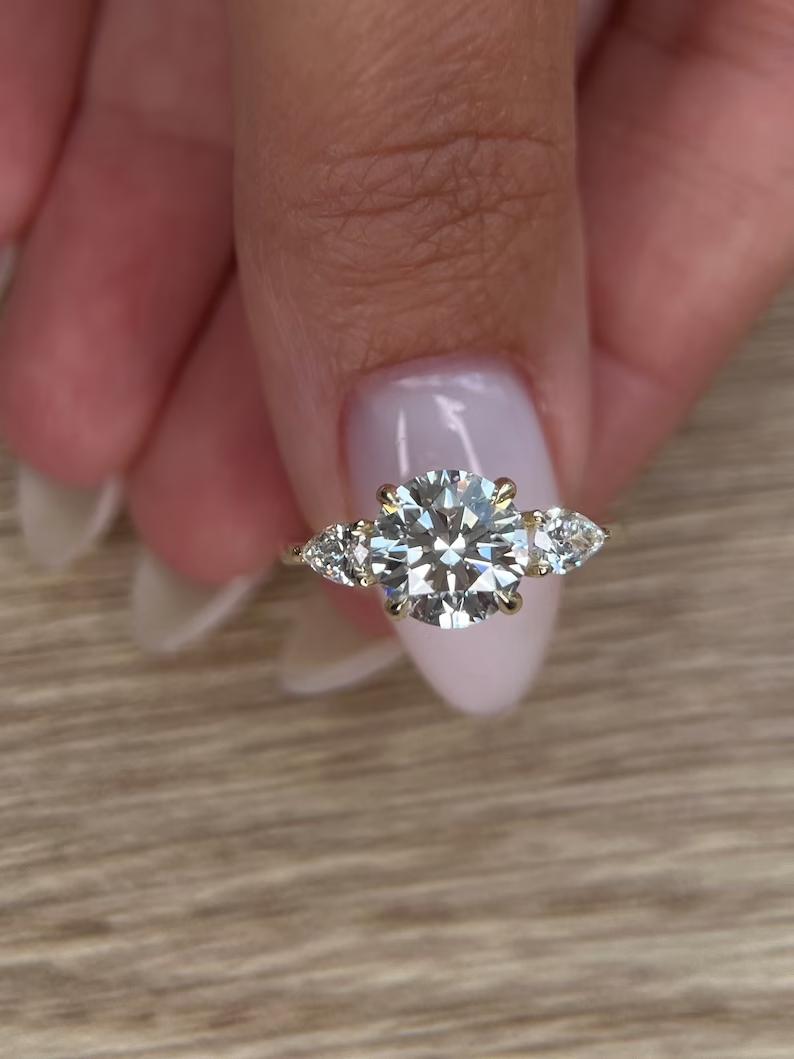 2.50 CT Round Three Stones CVD F/VS1 Diamond Engagement Ring 1