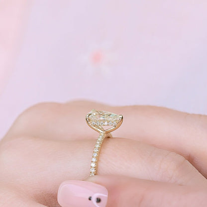 1.23 CT Pear Hidden Halo & Pave CVD F/VS2 Diamond Engagement Ring 4