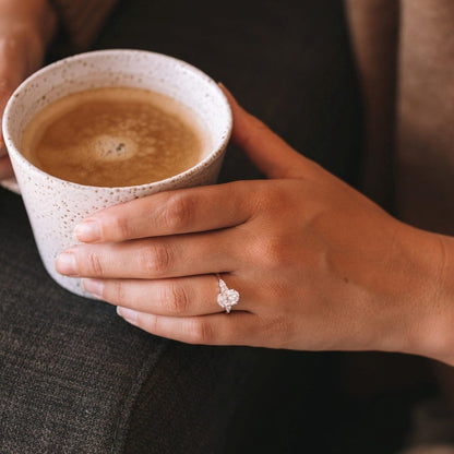 2.0 CT Oval Shaped Moissanite Multi Stone Style Engagement Ring