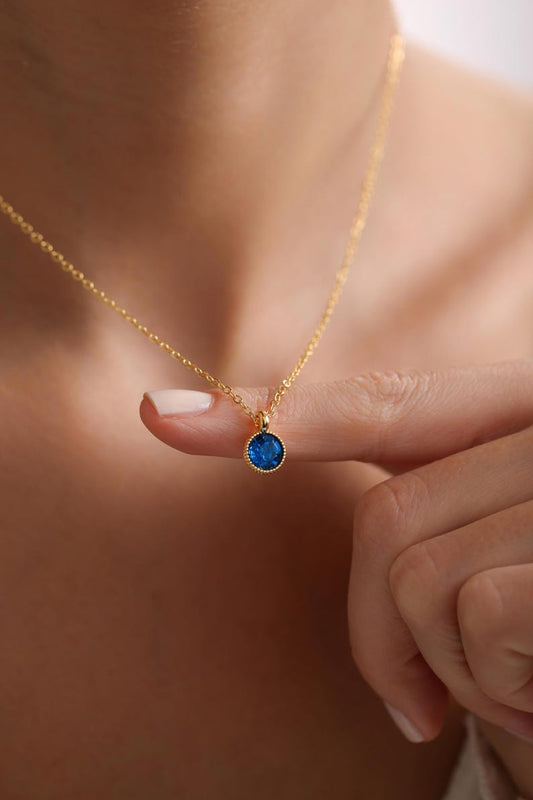 0.20 CT Round Solitaire Blue Topaz Gemstone Necklace