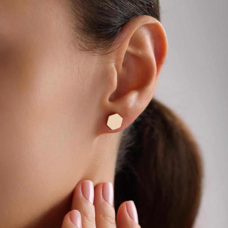 Hexagon Stud Earrings