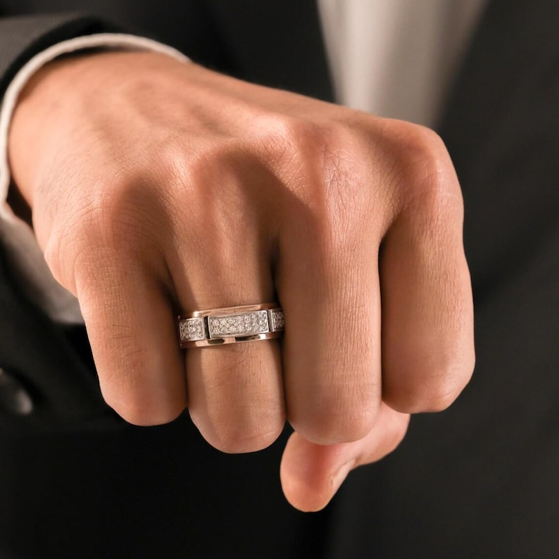 0.85 TCW Round Lab Grown Diamond Men's Wedding Band